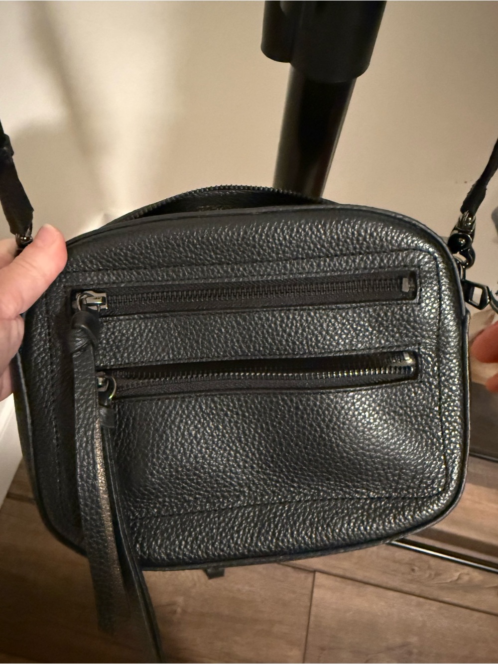 Botkier Black Pebbled Leather Crossbody Messenger Bag